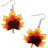 Maple Leaf Drop Earrings Retro Thanksgiving Turkey Lightweight Acrylic Dangle Earrings Autumn Holiday Jewelry for Women