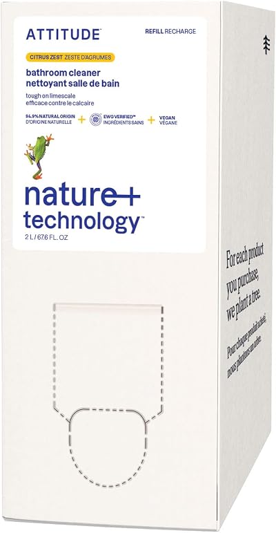 ATTITUDE Bathroom Cleaner Spray Refill 2 L EWG Verified Plant Based Citrus