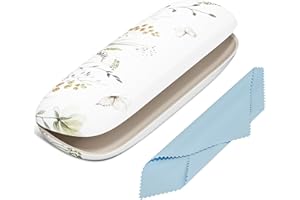 NPOOYI Eyeglasses Case, Hard Shell Protective Case for Glasses, Unisex for Women Men, Glass Case with Cleaning Cloth