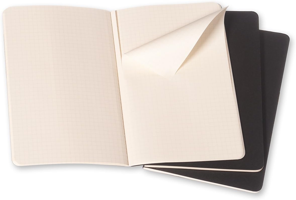 Moleskine Cahier Journal, Soft Cover, Large (5" x 8.25") Squared/Grid, Black, 80 Pages (Set of 3) - Image 4