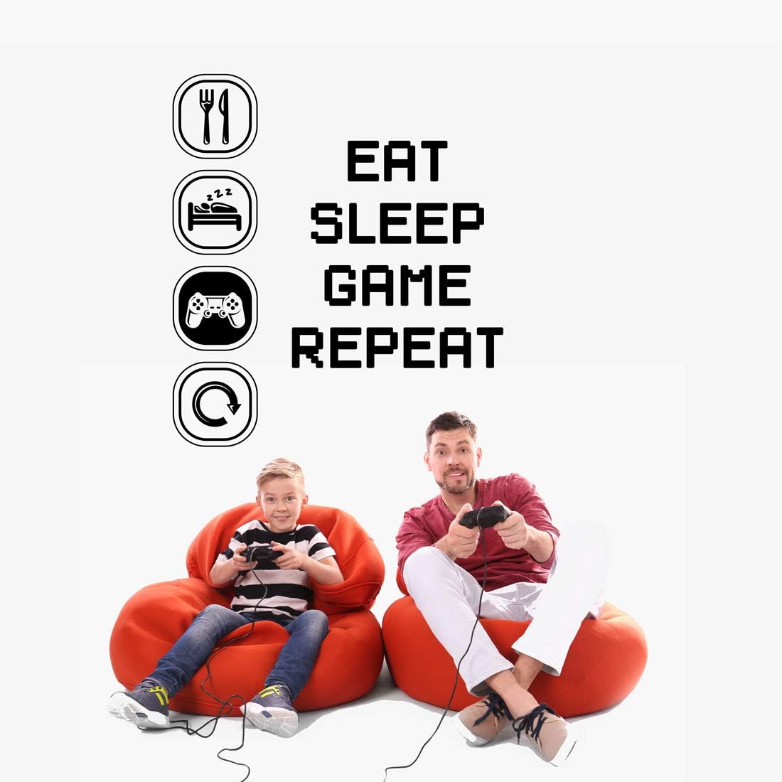 Eat Sleep Game Repat Children Room Wall Sticker Mural Vinyl Play Decal Nursery Kids Gamers Wall4Stickers Art Teenager Video Game Mural (XL 1m x 88cm (39.3 x 34.6 inches)) - Image 4