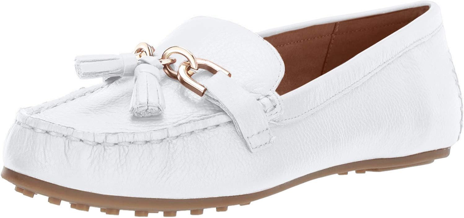 Women's Soft Drive Loafer - Leather Round Toe Penny Style Walking Flat with Memory Foam Footbed