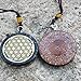 GEMSTORE369 Black Tourmaline Orgone Pendant | Flower of Life Symbol | EMF Protection | 2 inch Diameter with Adjustable Necklace | Reiki Infused (Black)