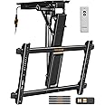 Perlegear Electric Ceiling TV Mount with Remote for 32-70 inch Flat and Curved Screen TVs, Motorized TV Ceiling Mount Flip Down for Flat Roof, Drop Down Ceiling Mount