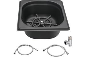 DIBTSA Pitcher Rinser, Automatic Glass Cup Washer, Stainless Steel Coffee Milk Tea Cup Cleaner, for Home Kitchen Hotel Bar Restaurant (6.9x6.3x2.6 Inch-Black)