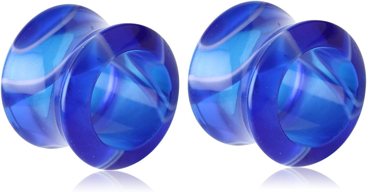 Holy Plug Body Piercing Jewelry Pair of 2 Uv Acrylic Marble