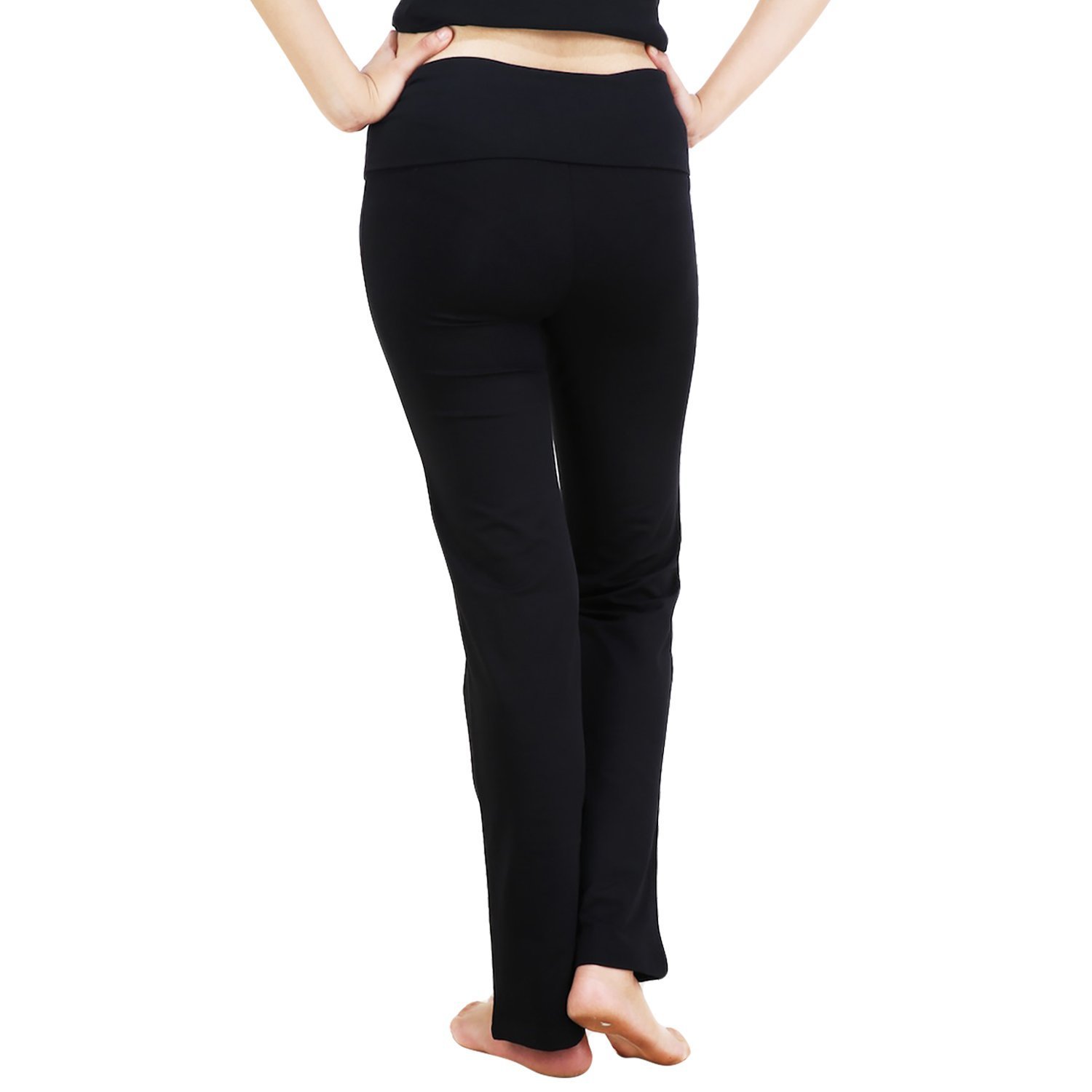 nite flite women's black foldover yoga pants