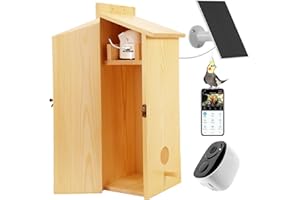 FlyGift Bird House with Camera - Smart Bird Nest with 1080P HD Full Color Night Vision Bird Cam, 2.4G WiFi & App Notify Solar Powered with Nest Auto Capture Photo & Video, Ideal Gift for Family