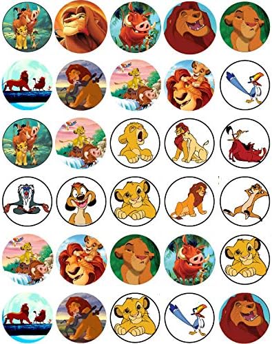 30 x Edible Cupcake Toppers – The Lion King Party Collection of Edible Cake Decorations | Uncut Edible Prints on Wafer Sheet