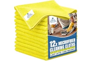 DAN RIVER Micro Fiber Cloth for Cleaning Car - 12 Pack (12"x12") Ultra Absorbent, Lint-Free Microfiber Towel, Kitchen Rags, House Cleaning Towels, and Microfiber Washcloth - Yellow