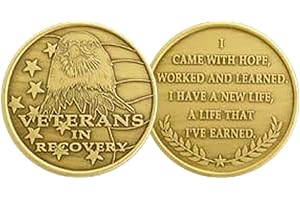 HYWMLY Veterans in Recovery - Bronze AA (Alcoholics Anonymous)-ACA-AL-ANON - Sober / Sobriety / Affirmation / Birthday / Anniversary / Desire / Recovery / Medallion / Coin / Chip / Challenge