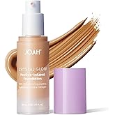 JOAH Crystal Glow Peptide-Infused Foundation, 2-in-1 Multitasking Korean Makeup with Blurring Face Primer, Luminizer, Hydration & Skin Defense for a Flawless Finish, 1.01 Oz, Light Medium Warm