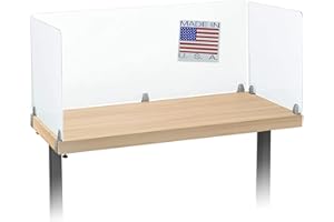 Desk Sneeze Guard by SPEEDYORDERS Clear Acrylic Plexiglass Shield For Desk, Table, Counter With Removable Clamps For Offices - Schools 1/4" Thick 48"x24" - Includes 3 clamps