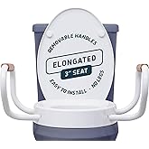 Lunderg Solva Raised Toilet Seat with Handles - Elongated - Adds 3 Inches | Easy to Install Toilet Seat Risers for Seniors - Elegant White Design &amp; Works like the one you always use - No Hospital Vibe