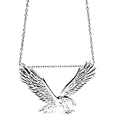 Charm America - Silver Bald Eagle Pendant Necklace - 925 Sterling Silver - Animal Pendant - Silver Adjustable Necklace 16” - 18”