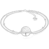 SERASAR | 925 Sterling Silver Anklets for Ladies with 18ct Genuine Gold Plating | Adjustable Length | Jewellery Box Included