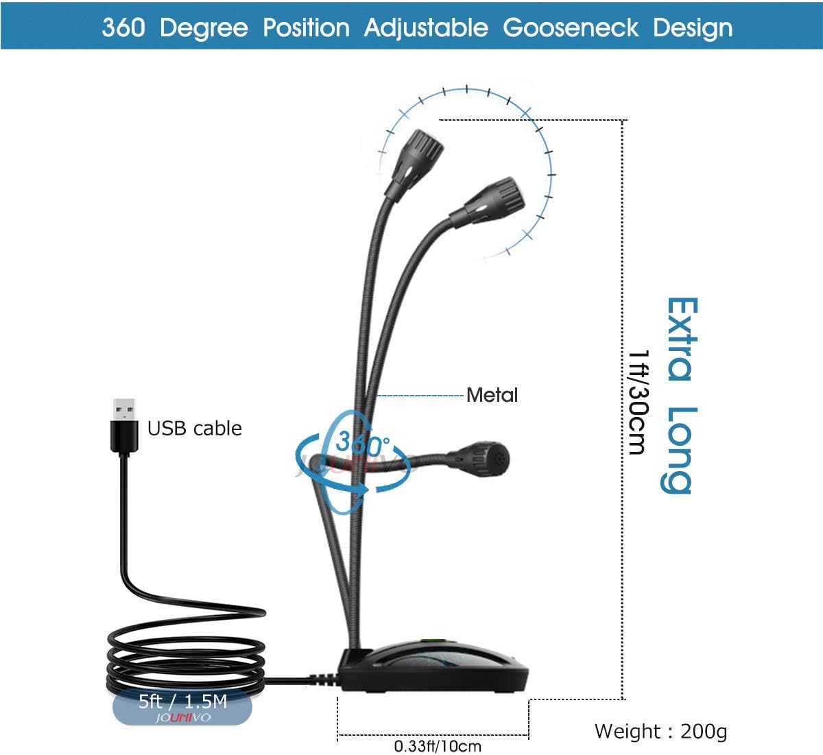 USB PC Microphone, Computer Recording Condenser Cardioid Mic with Mute Button & LED Indicator for Laptop, Mac, PS4 - Voice Recording, Podcasting, Skype, YouTube, Games, Streaming (JV603-Black): Home Audio & Theater