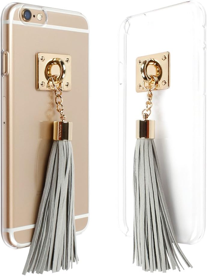 DDPOP iPhone6S/6Plus Case, Tassel case for iPhone6/6S Plus [5.5-Inch] Clear PC with fashion Tassel, Bar-type- iPhone6 Fashion Case, NEW Tassel Design - GREY