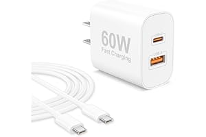 60W Fast Charger for iPhone 17, 60Watt Dual Port USB C Wall Charger Block Fast Charging for iPhone 17/17 Pro Max/Air/16/15 Pr