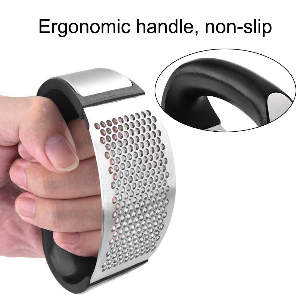 Quiklet Garlic Press Rocker Stainless Steel Ginger Crusher Squeezer and Peeler Kitchen Tool Set (Black)