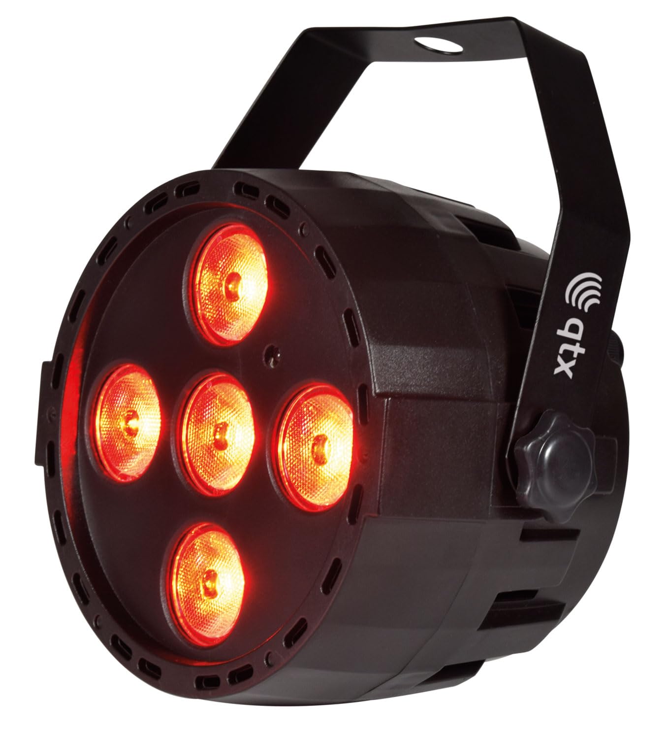 QTX | PAR-20: 20W RGBW Mini LED PAR Light with DMX Control and Wireless Remote Control | 5 x 4W Quad Colour LEDs, Sound Activation, and Auto Programs, Black