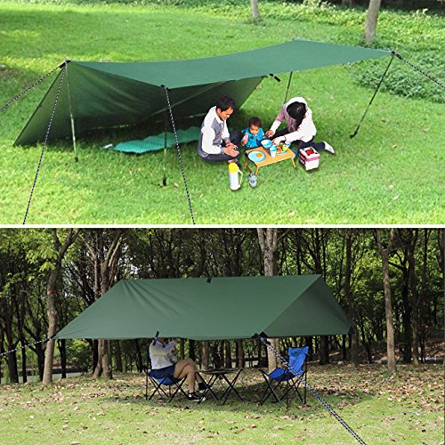 YZtree Tarp Tent ,10x10ft Waterproof Fly Tent Tarp Ripstop Nylon Camping Camping Shelter with 170" Centerline for Camping, Hiking, Backpacking, Hammock, and Outdoor Living - Thumbnail 6