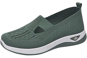 WAJCSHFS Womens Shoes Woven Orthopedic Breathable Soft Shoes Go Walking Sneakers with Arch Support Slip on Foam Shoes Sandals