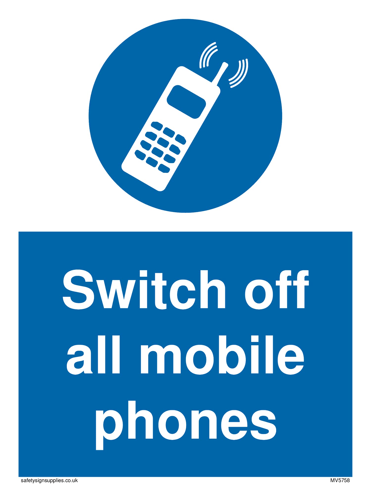 Pack of five - Switch off all mobile phones with symbol Sign - 150x200mm - A5P