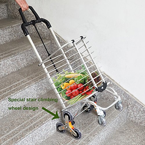 KARMAS PRODUCT Folding Shopping Cart with Swivel Wheels Stair Climber Grocery Utility Hand Cart Trolley, Easily Collapsible and Portable - Thumbnail 2
