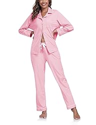 COLORFULLEAF Women's 100% Cotton Long Sleeve Pajama