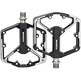 Meteorolite Black/Dazzle Mountain Bike Pedals, 3 Sealed Bearings Aluminum Alloy MTB Pedals with 20 Anti-Skid Pins CNC Bicycle Flat Pedals, 9/16" Lightweight Platform for Road Mountain BMX Bike