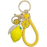 MBCwreemm Lemon Keychain Cute Fruit Bag Charm for Women, Purse Citrus Pendant Key Ring Gift for Girls