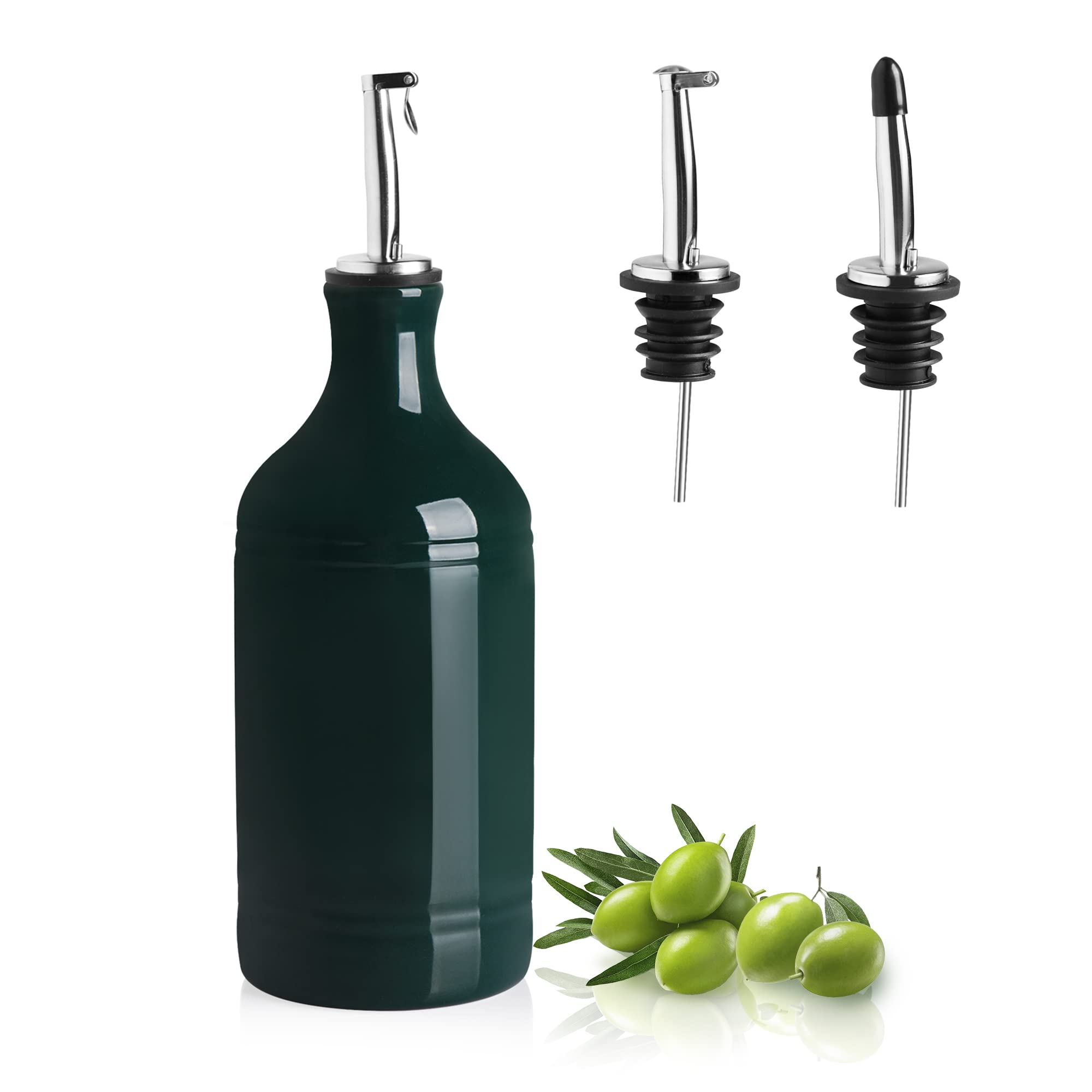 Photo 1 of Sweejar Ceramic Olive Oil Dispenser Bottle, Opaque Oil Cruet Protects Oil, Suitable for Storage, Vinegar, Coffee Syrups & Other Liquids, 15.5 Fl Oz (Jade)