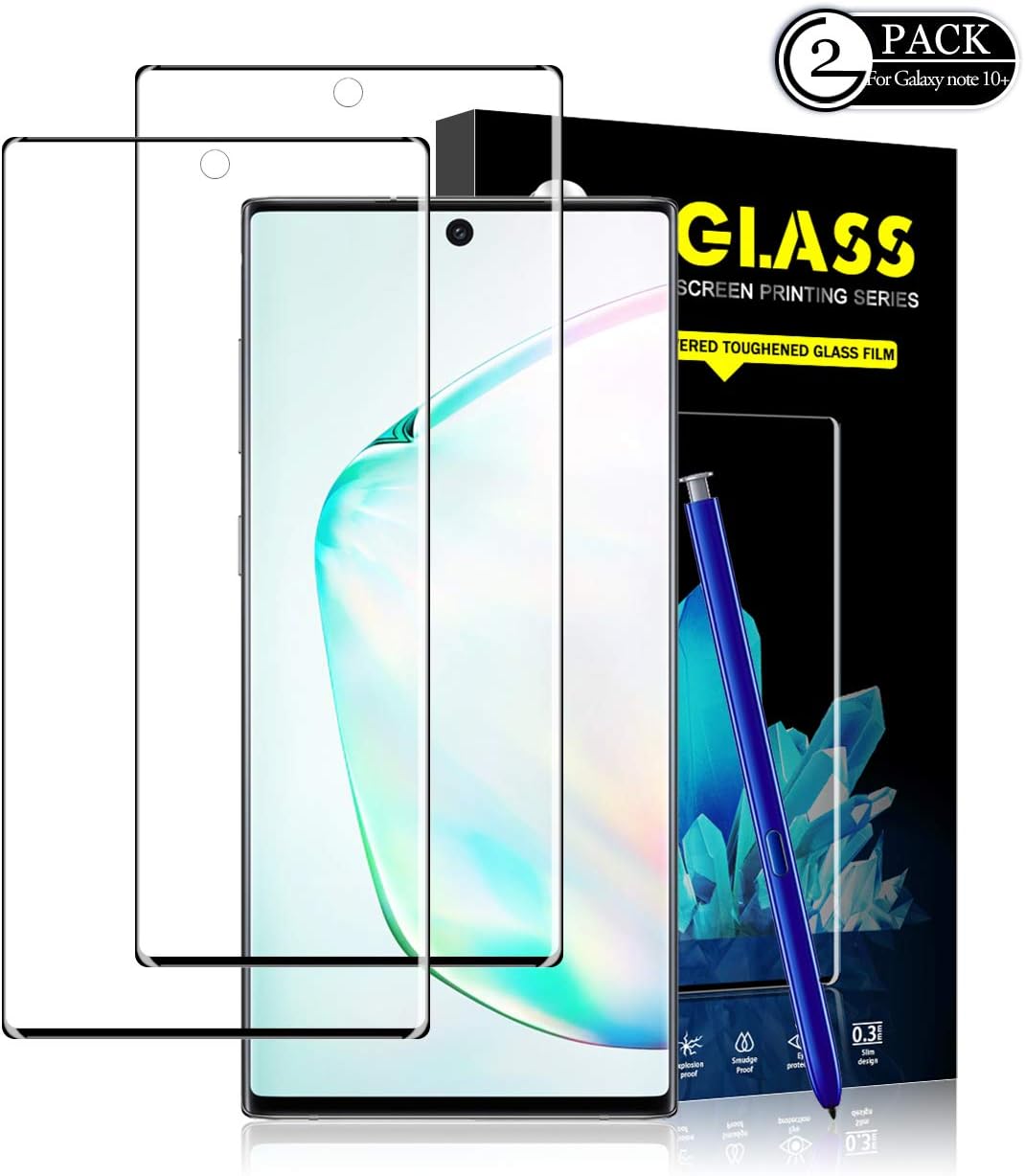 Galaxy Note 10 Plus Screen Protector by YEYEBF, [2 Pack] [Ultrasonic Fingerprint Compatible][Anti-Scratch] HD Clear Nano Full Coverage Screen Protector Cover Shield for Galaxy Note 10 Plus