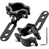 Light Bar Mounting Brackets, Aluminum Auxiliary Tube Clamps for Motorcycle | 0.66-1.1 in/17-28mm tubes. 360&deg; Swivel vertical/horizontal adjustment.Fits handlebars/forks/bumpers/roll bars/roof racks.