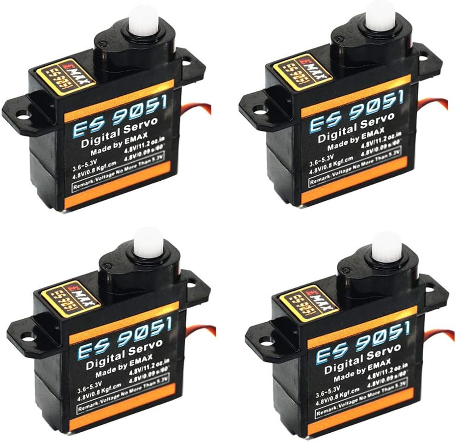 4PCS E-max ES9051 4.3g Digital Mini Servo Motor Plastic Gear 0.8kg Torque for 3D F3P Airplanes