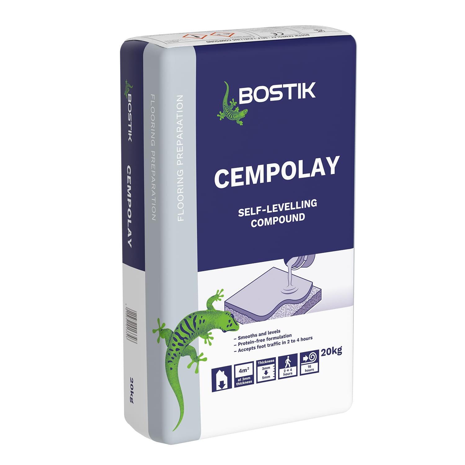 Bostik Cempolay Smoothing Compound for Internal Floors, 20kg Bag, Grey