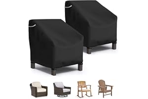 STARTWO Patio Outdoor Chair Covers 2 Pack, Outdoor Furniture Covers Waterproof adapter for Lawn Lounge Seat, Wicker, Swivel, Adirondack,Rocking Chairs, 29"W x 30"D x 36"H inch, Black