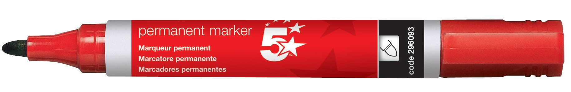 5 Star Office Permanent Marker Xylene/Toluene-free Smearproof Bullet Tip 2mm Line Red [Pack 12]
