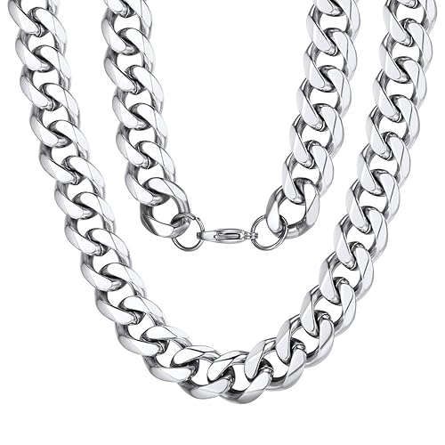Halsketten Für Männer Silber / Schwarz / 18K Gold Halskette -Panzerkette Männer- 3/6/9/12 mm Breite Herrenschmuck - Verschied