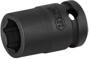 Jetech 3/8 Inch Drive 12mm Standard Impact Socket, Made with Chrome Molybdenum Alloy Steel, Heat Treated, 6-Point Design, Met