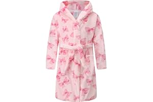 BEST FOR ALL Girls Fleece Hooded Robes Kids Warm Bath Robe for Girls Soft Fuzzy Bathrobe