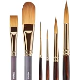 KINGART 1010B Premium 6 Pc. Finesse Series Watercolor Artist Brush Set, Synthetic Kolinsky Sable Blend, Curated Brush Shapes and Sizes, Short Handle
