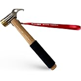 Heavy Duty Tent Stake Hammer &amp; Puller Steel Head &amp; Solid Wood Handle with Cushion Grip - Safety Strap, Copper