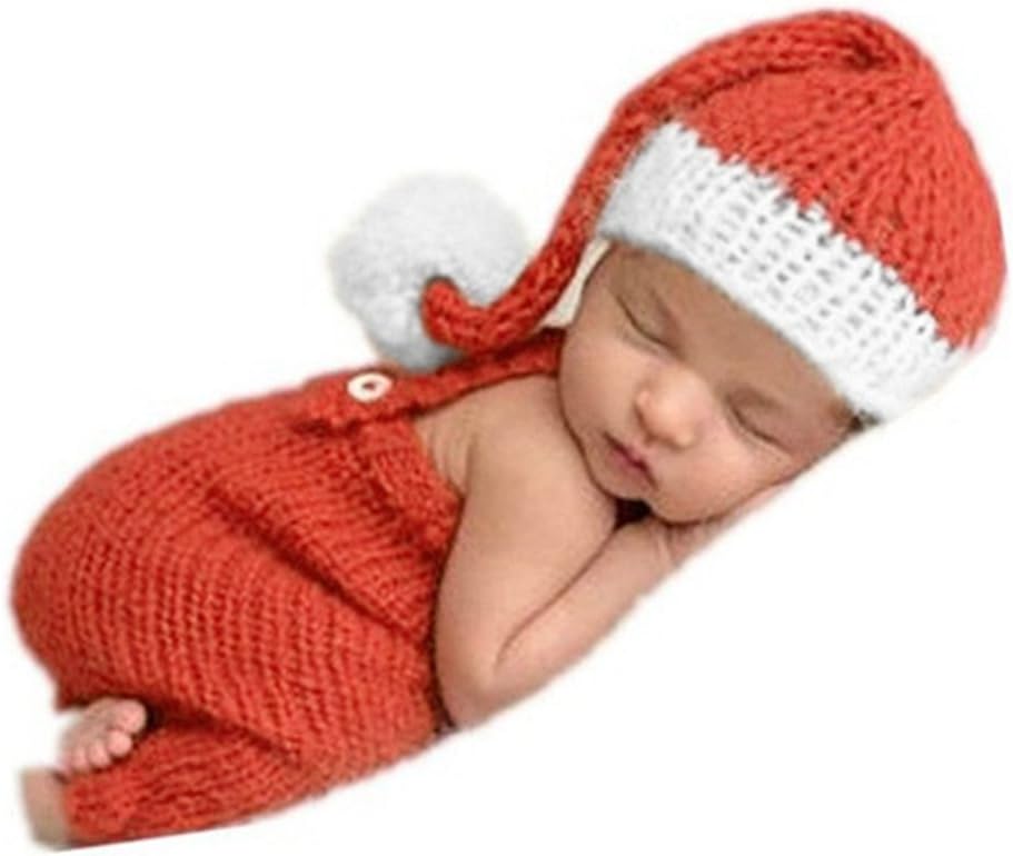 Newborn Baby Photo Props Boy Girl Photo Shoot Outfits Crochet Knit Costume Photography Props Hat Rompers Orange and White