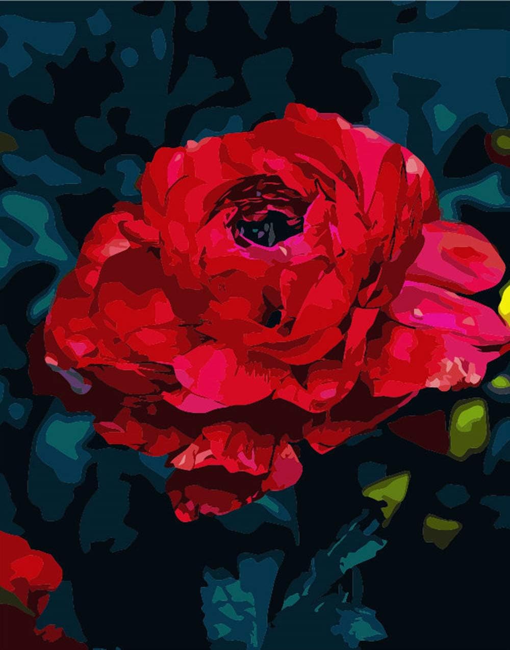 DIY Oil Canvas Painting Paint by Numbers for Adults Kids Beginner Paint by Number Kits for Home Wall Decor, Red Rose 16x20inch