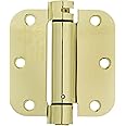 Amazon Basics Self-Closing Door Hinge, 3.5 Inch x 3.5 Inch, 1 Piece, Polished Brass