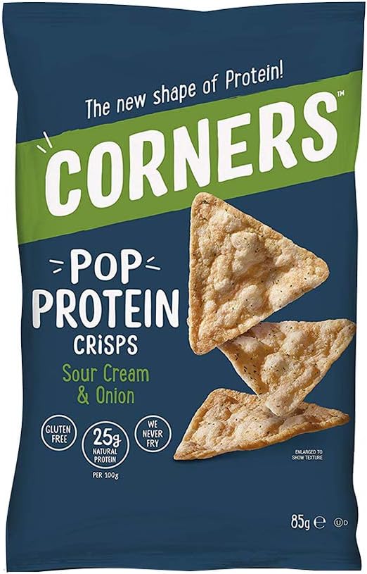 Corners, Crunchy Flavoured Protein Popcorn Crisps, Sour Cream and Onion 85g, Pack of 8 Amazon
