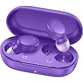 MOZOTER S8 Mini Wireless Earbuds Bluetooth 5.3 in Ear Light-Weight Headphones,60Hrs Playtime Ear Buds with Charging Case,Bluetooth Headsets,Premium Sound with Deep Bass for Sport-Purple