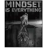 SUPERDANT Inspirational Wall Prints Mindset is Everything Wall Art Posters Small Cat and Big Lion Poster Prints for Walls Animal Pictures Office Living Room Artwork Home Bedroom Unframed Decor 13.8x11in